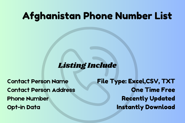 Afghanistan phone number list